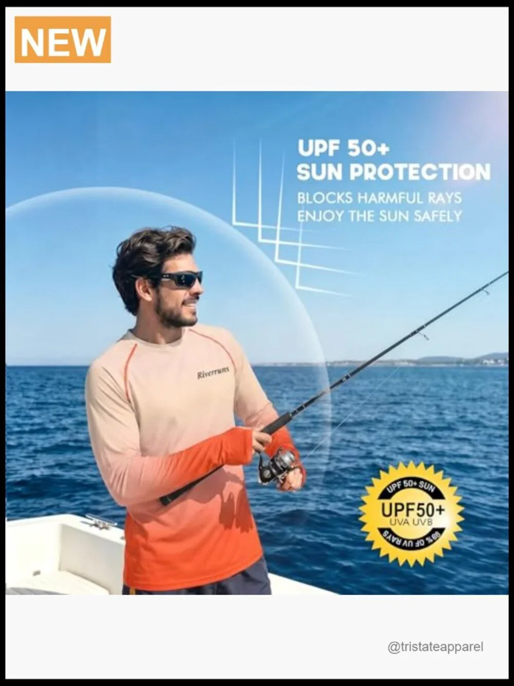 Men's UPF 50+ Sun Protection Long Sleeve Fishing Shirt Quick Dry Rash Guard L